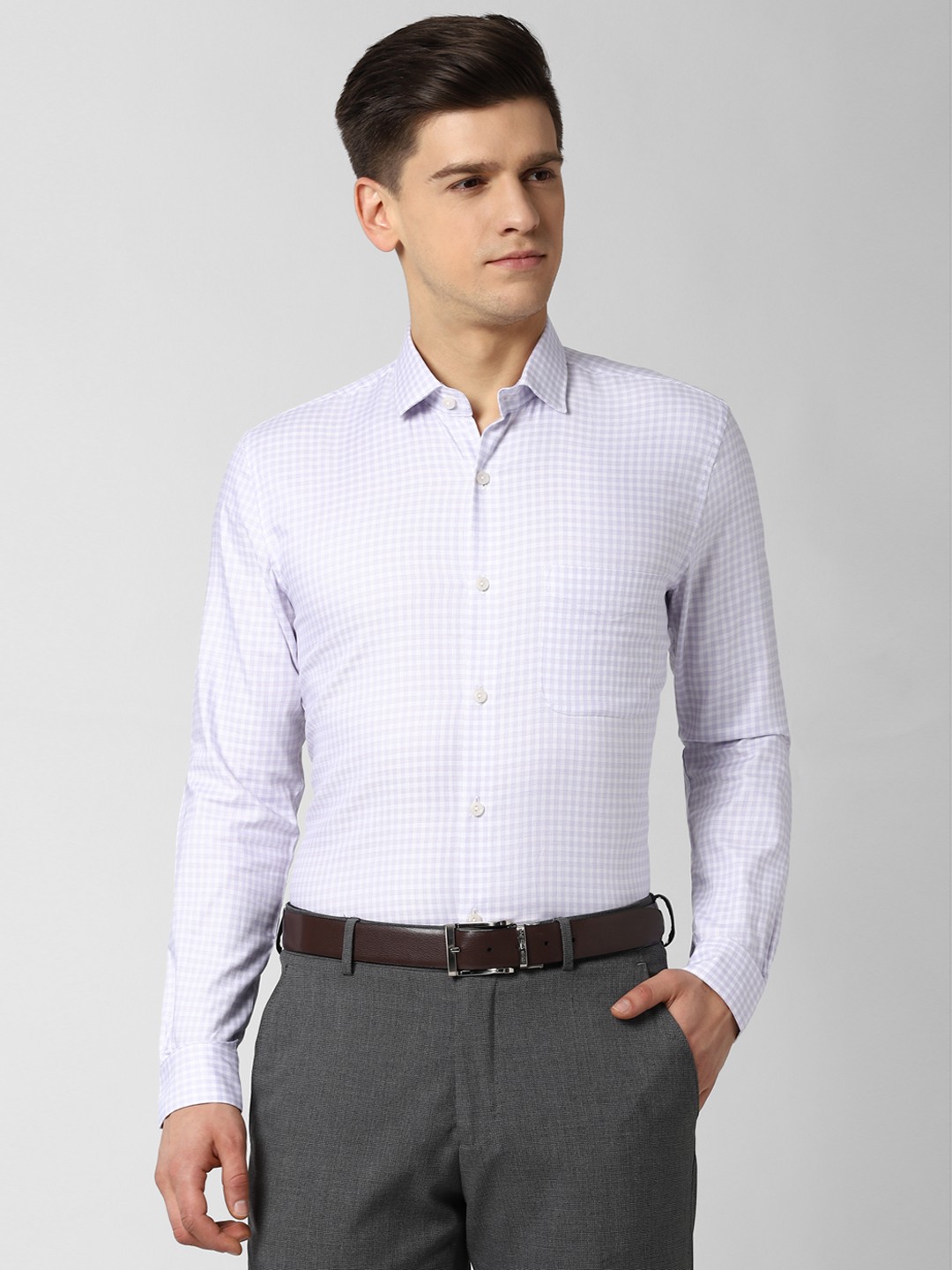 

Peter England Men Purple Slim Fit Checked Formal Shirt
