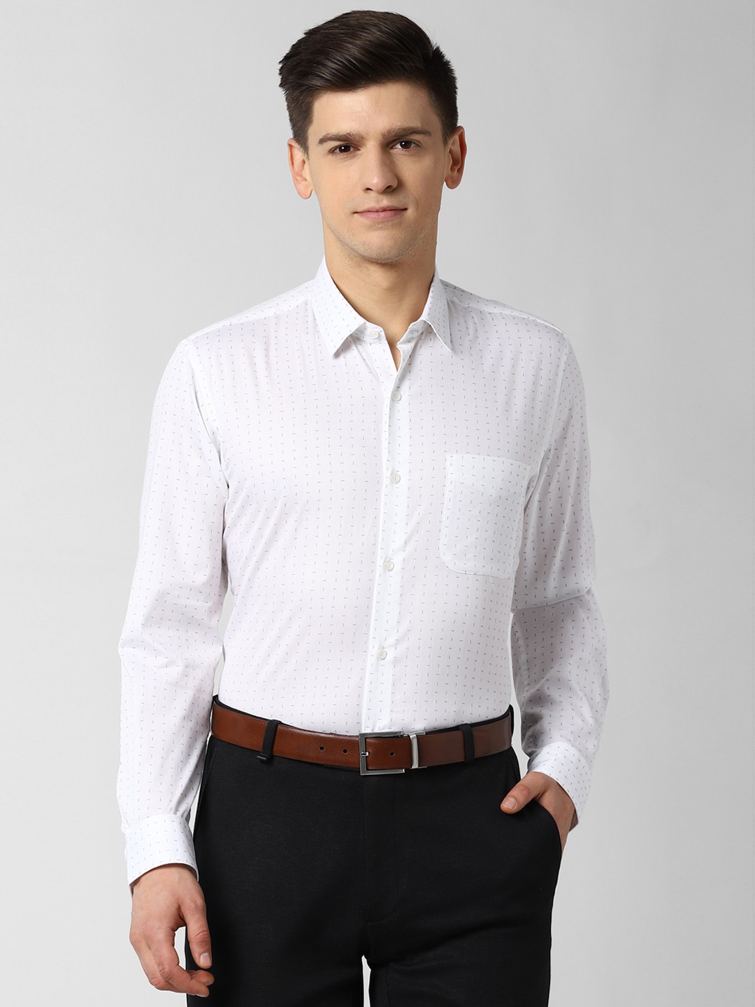 

Peter England Men White Printed Formal Shirt