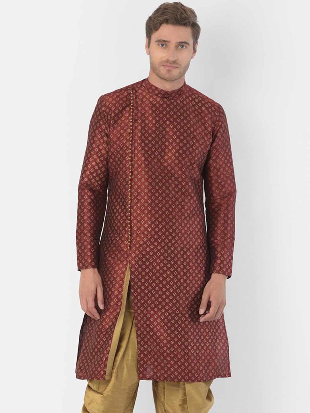 

DEYANN Men Maroon Ethnic Motifs Kurta