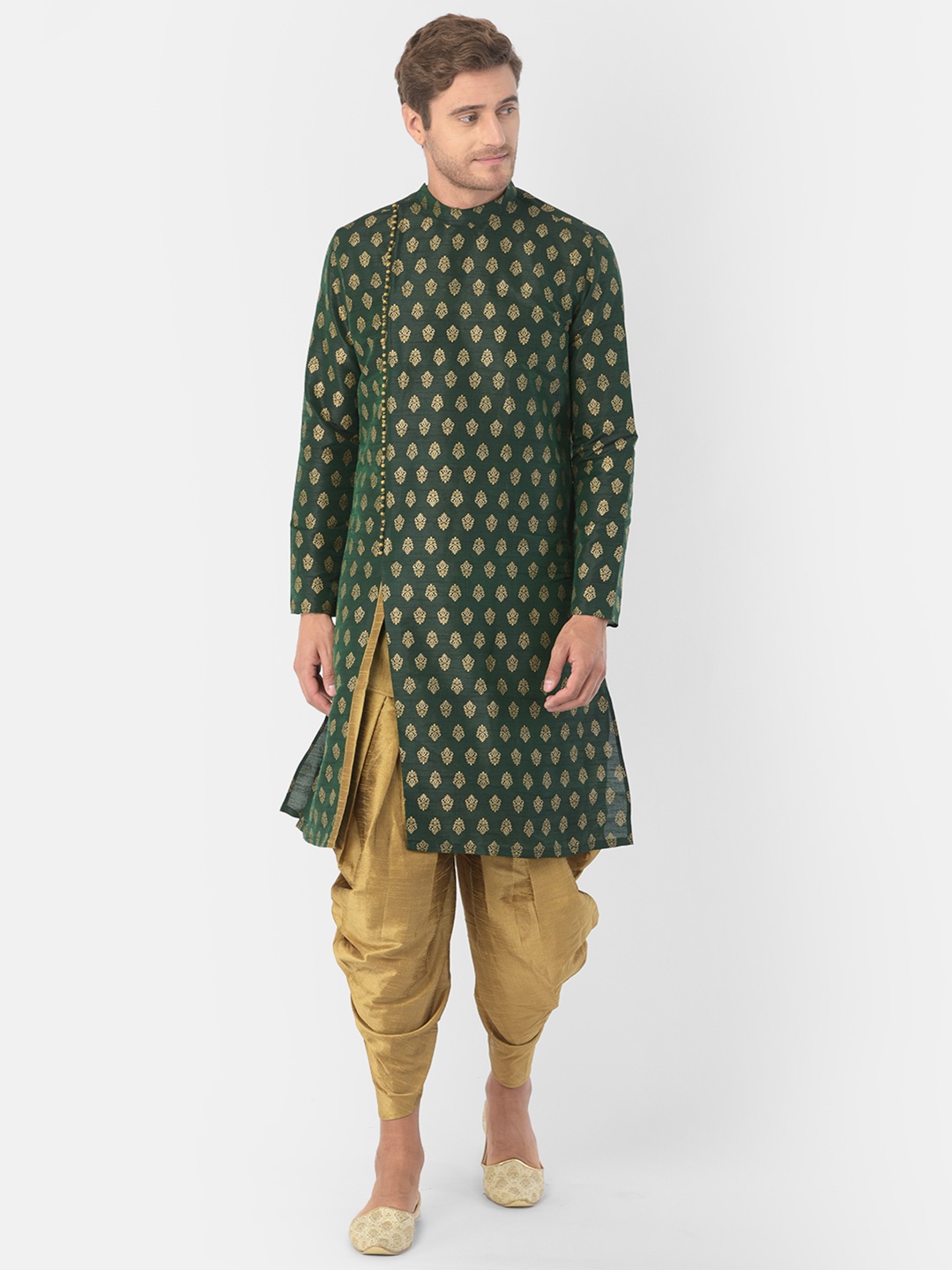 

DEYANN Men Green Ethnic Motifs Printed Kurta