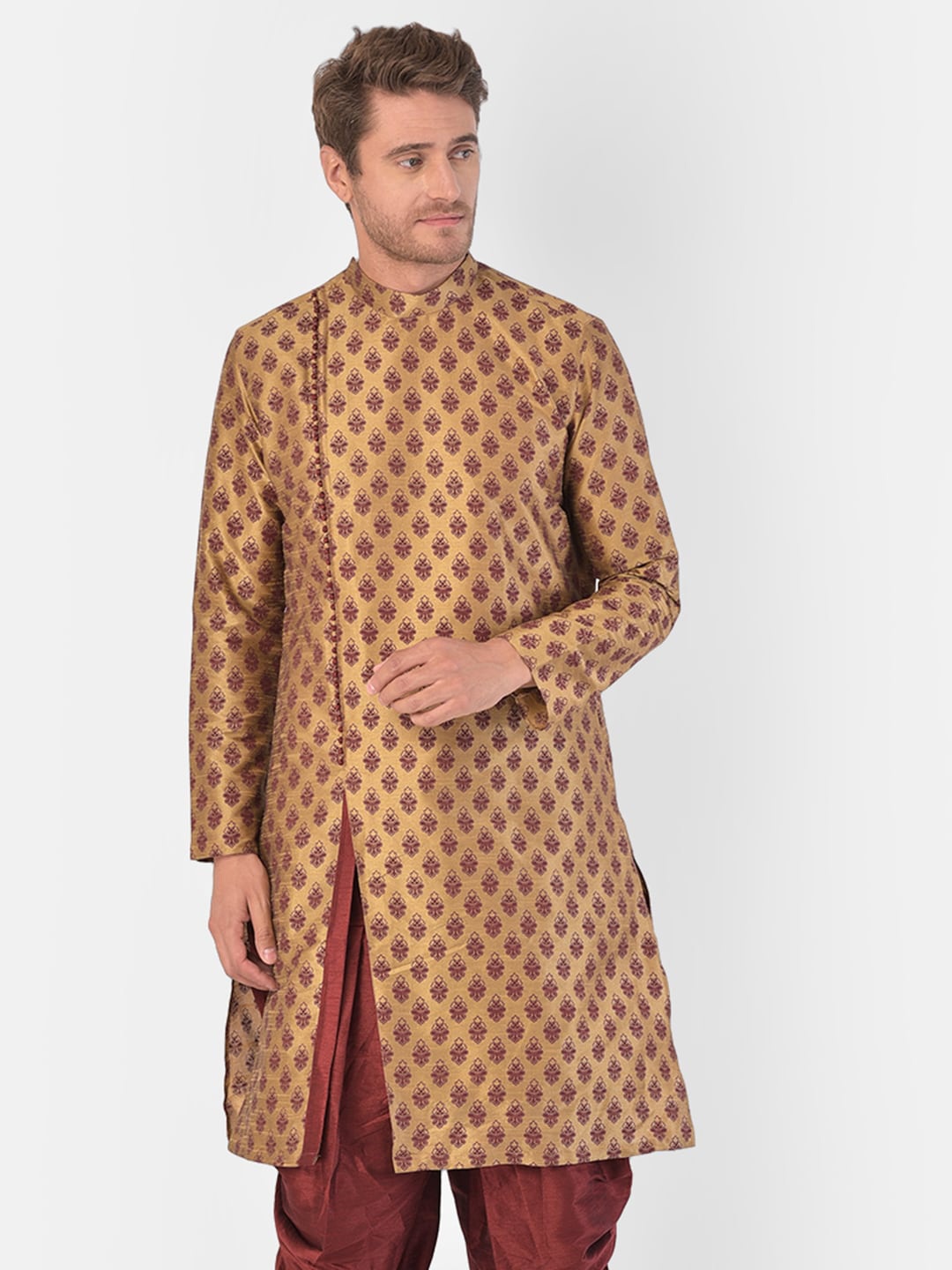 

DEYANN Men Brown Ethnic Motifs Printed Kurta