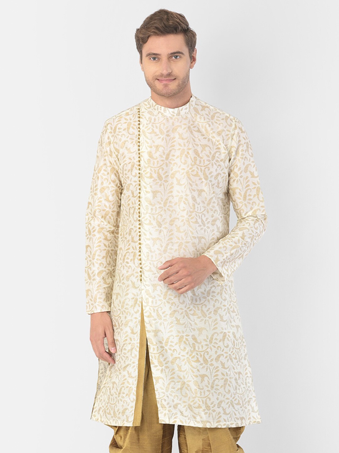 

DEYANN Men Off White & Beige Ethnic Motifs Printed Kurta