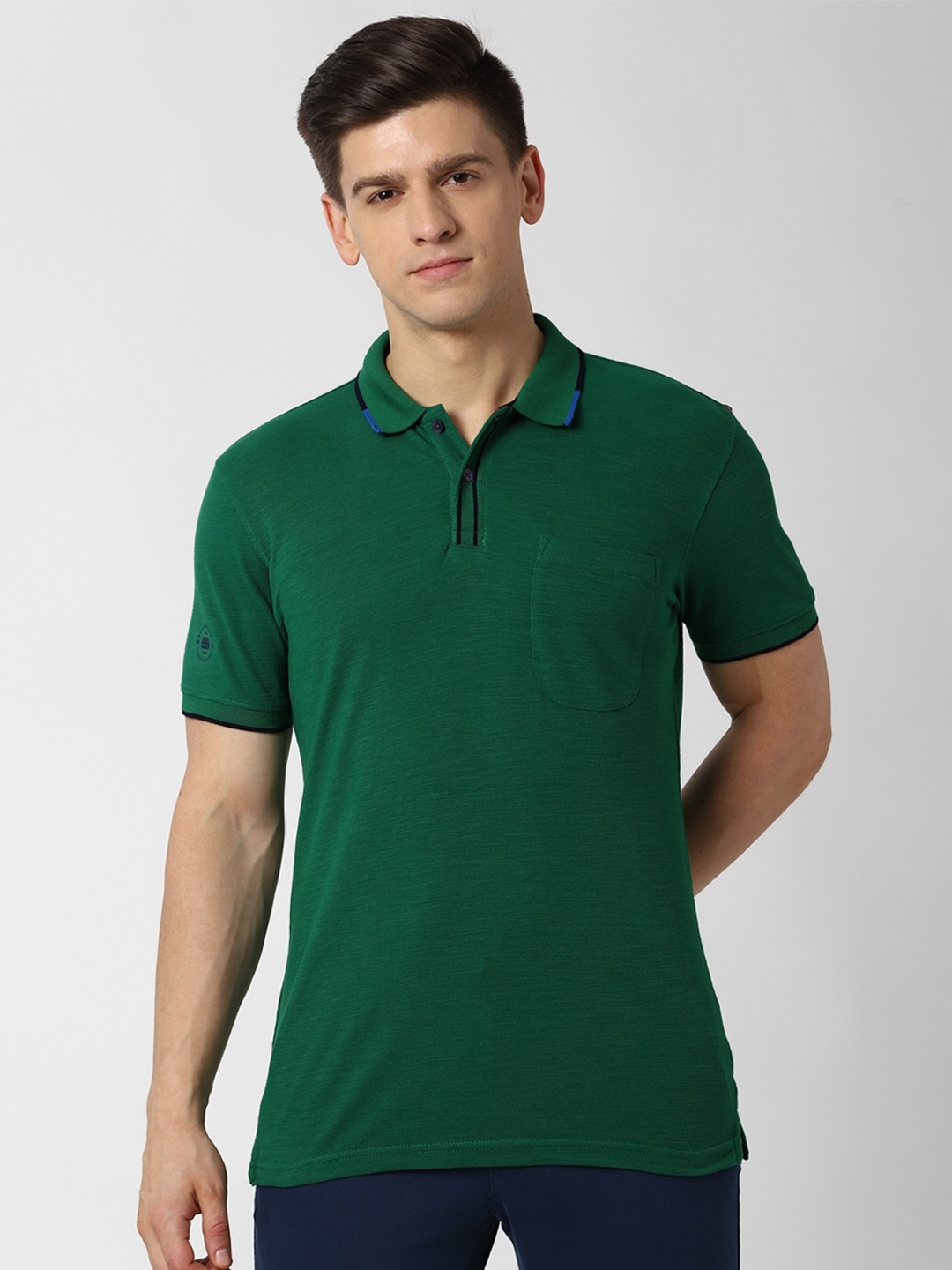 

Peter England Casuals Men Green Polo Collar T-shirt