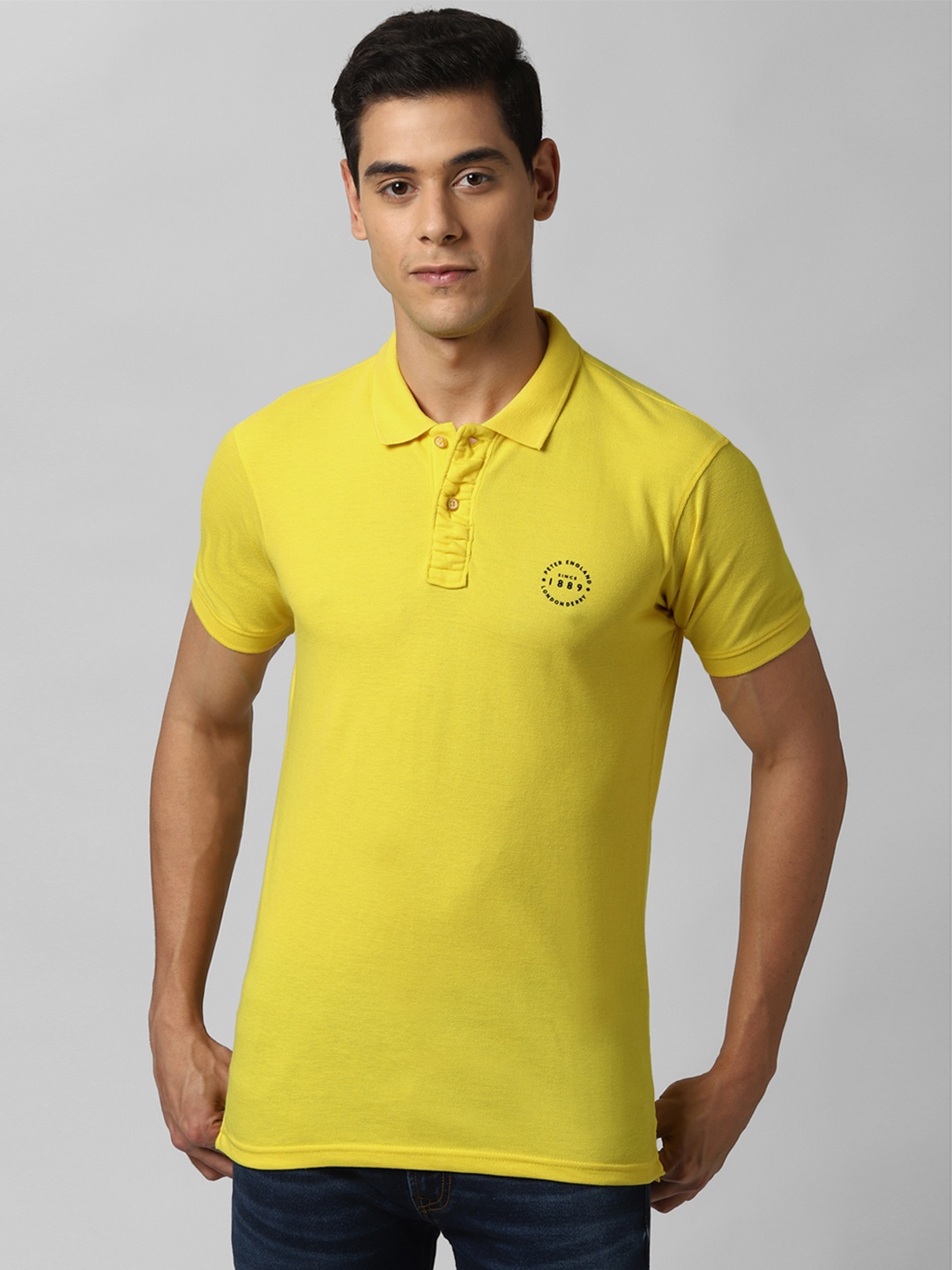 

Peter England Casuals Men Yellow Polo Collar T-shirt