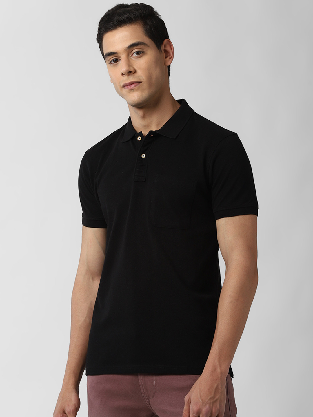 

Peter England Casuals Men Black Polo Collar T-shirt