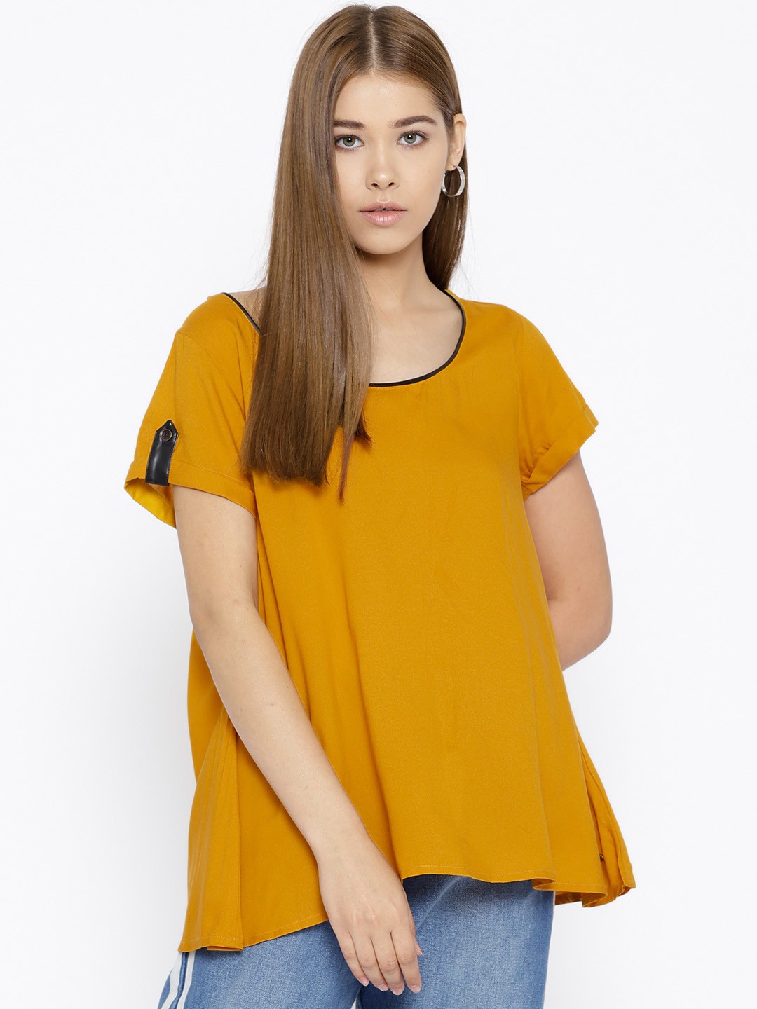 

Roadster Mustard Yellow Rayon Top