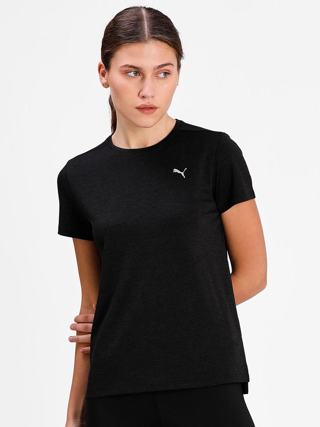 

Puma Women Black RUN FAVORITE HEATHER SS TEE W