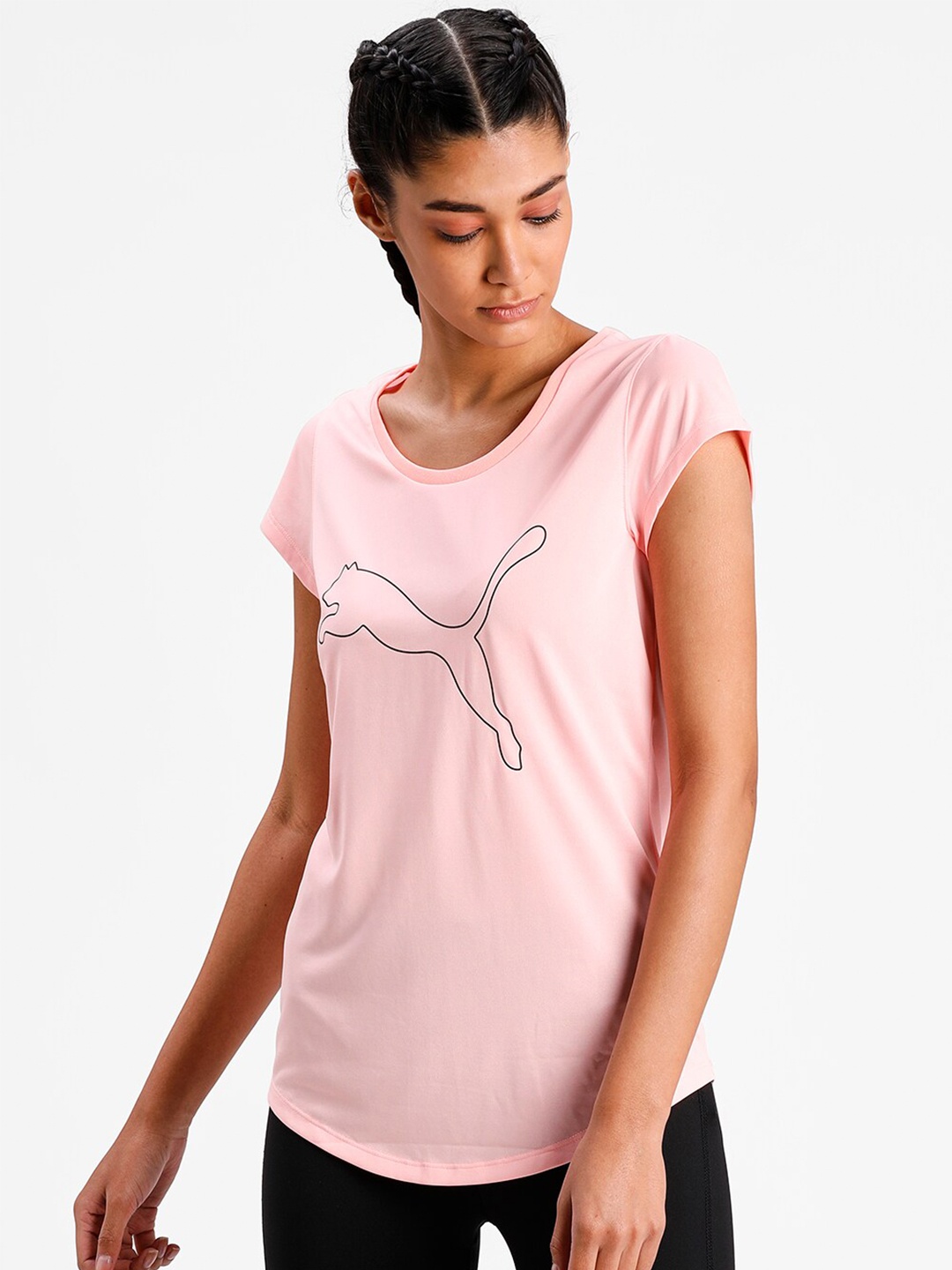 

Puma Women Pink & Black Performance Heather Cat Training Tee