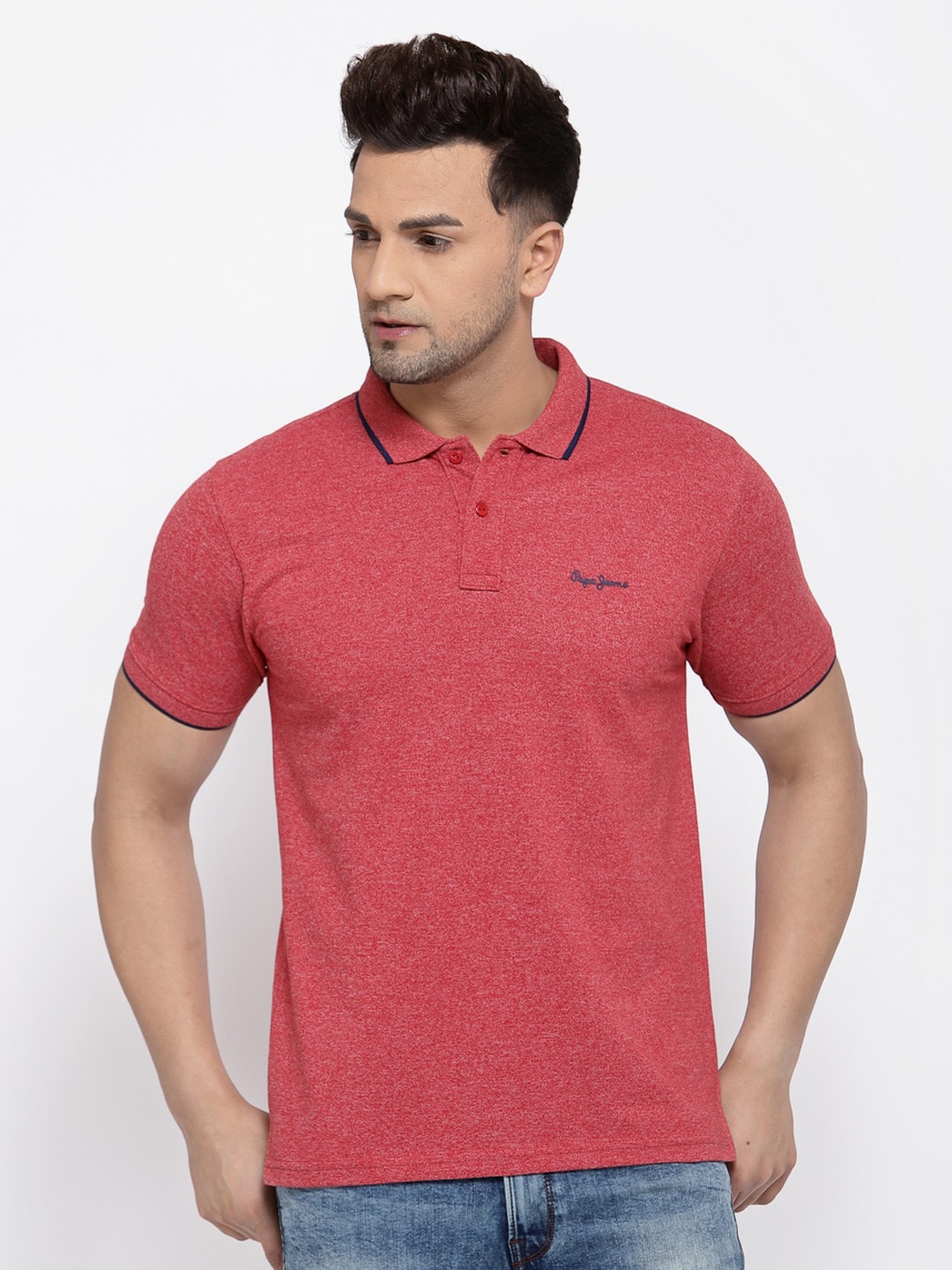 

Pepe Jeans Men Red Solid Polo Collar T-shirt