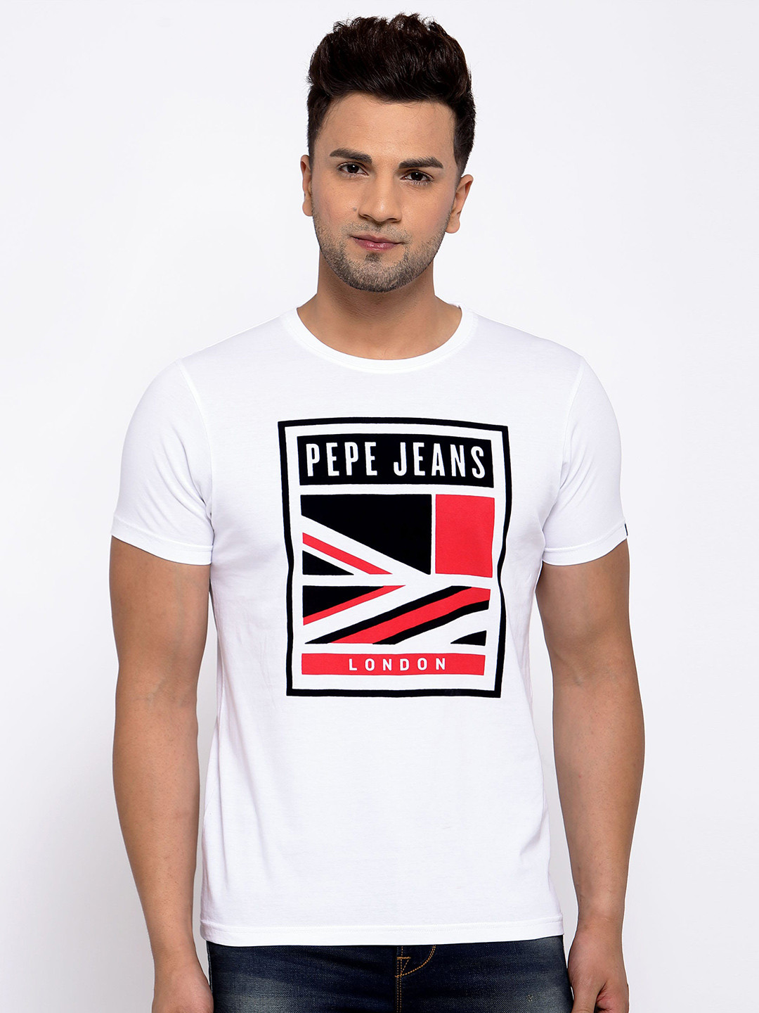 

Pepe Jeans Men White Printed Round Neck T-shirt