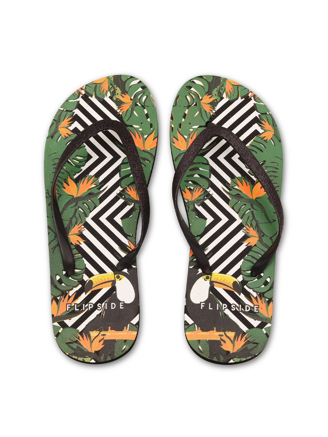 

Flipside Women Black & Green Printed Thong Flip-Flops