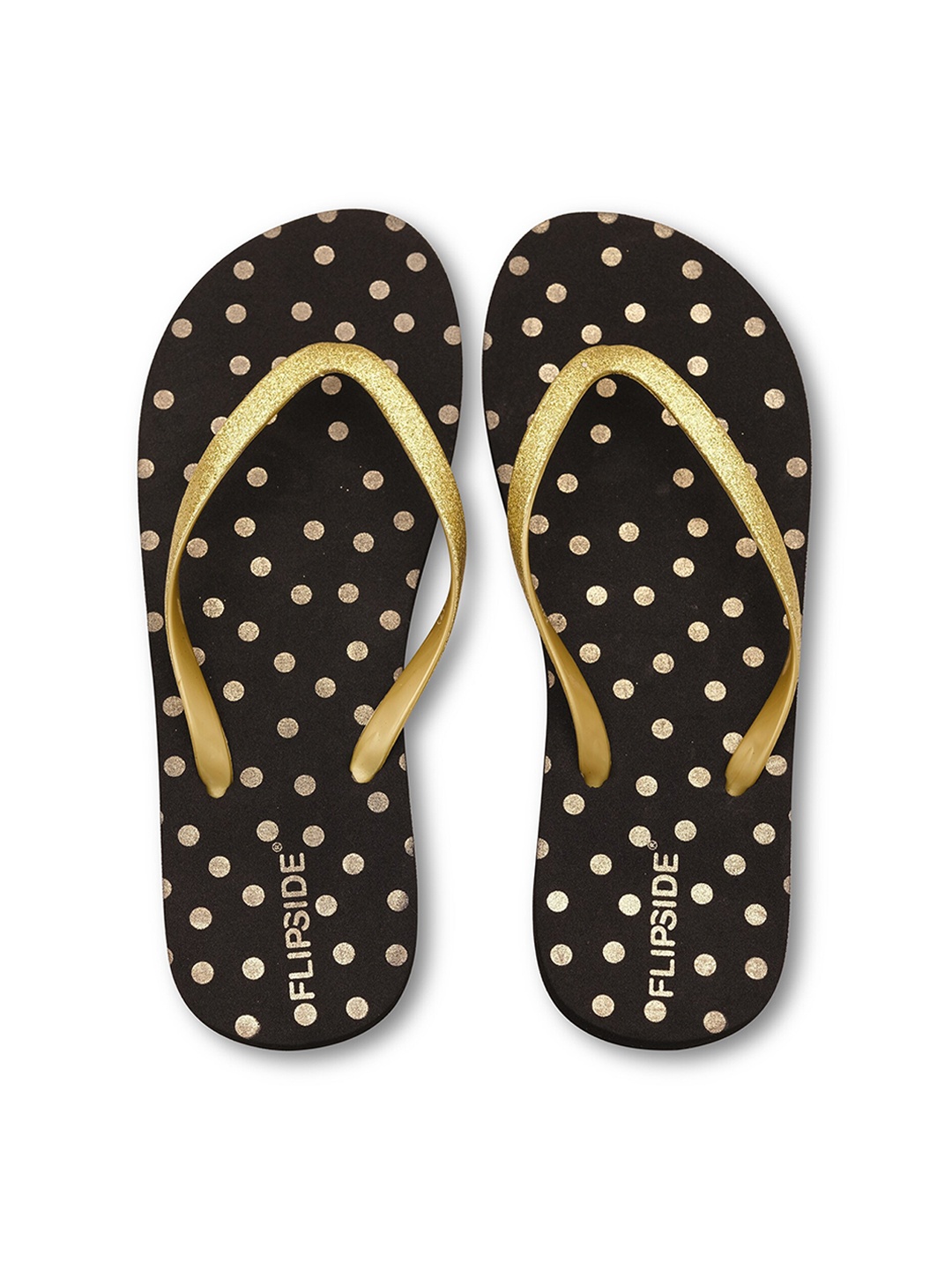 

Flipside Women Gold-Toned & Black Solid Thong Flip-Flops