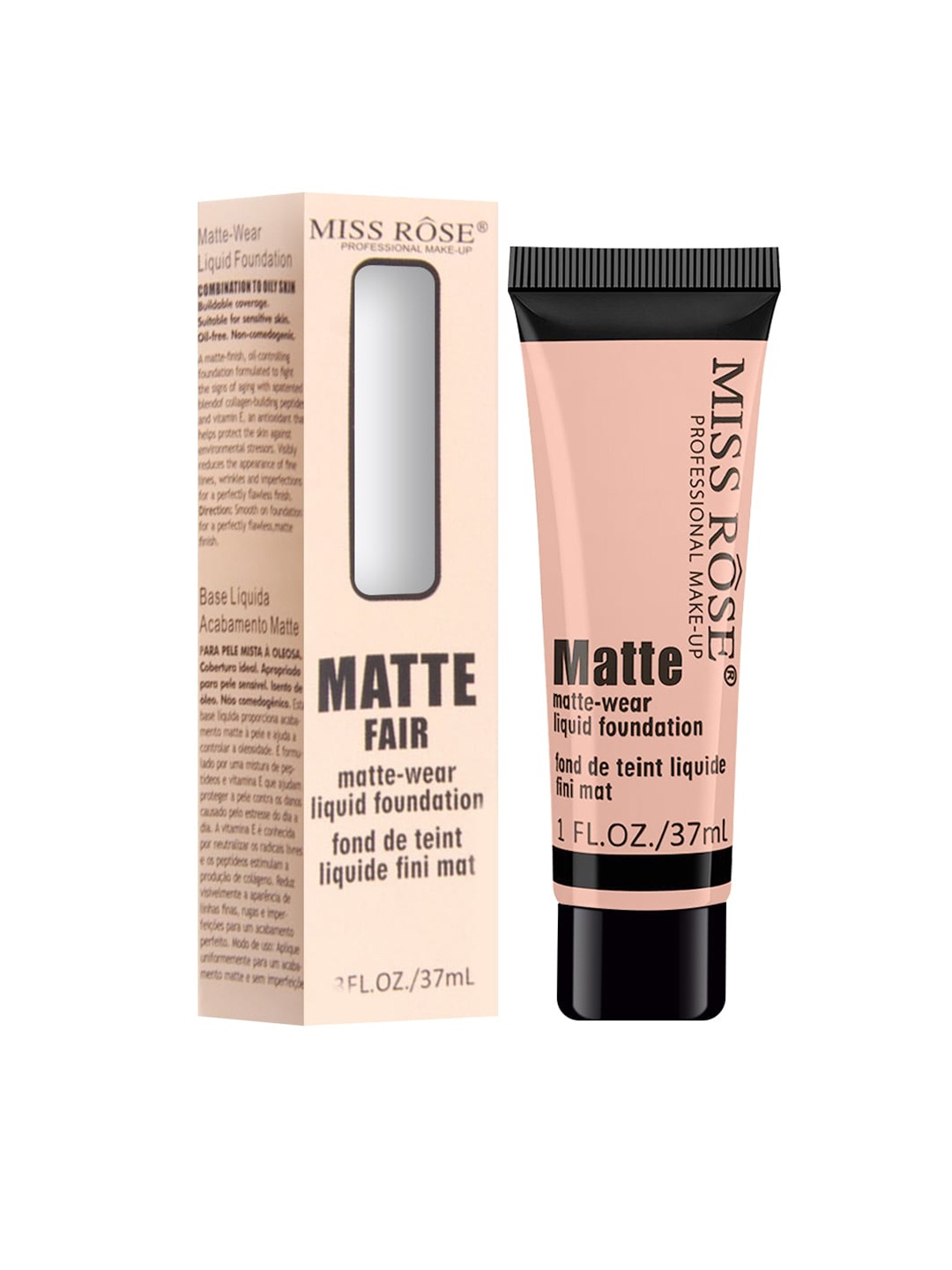 

MISS ROSE Matte Finish Liquid Foundation Tube Fair - 37 ml, Beige