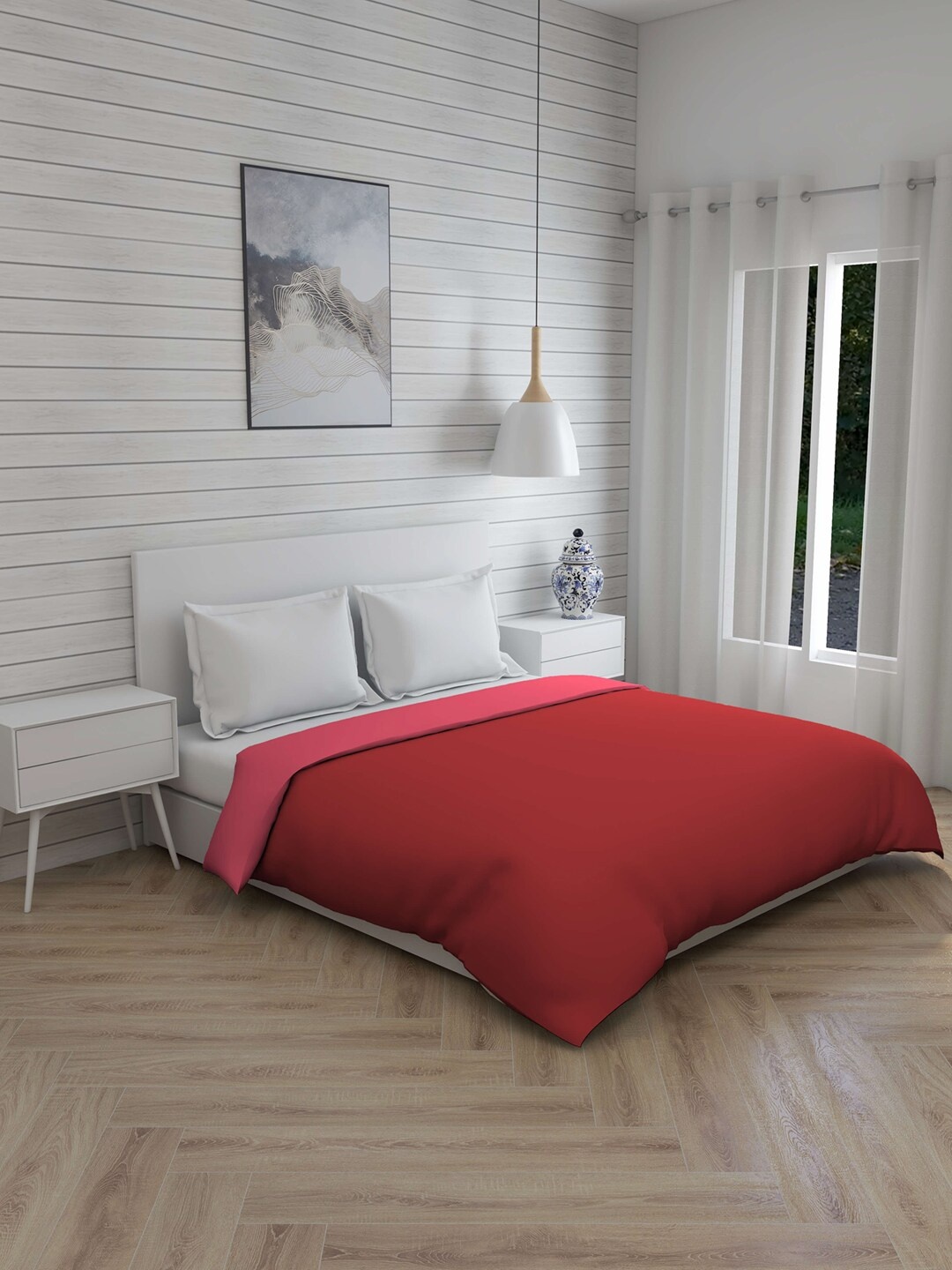 

Layers Pink & Red Solid AC Room 120 GSM Cotton Double Bed Comforter