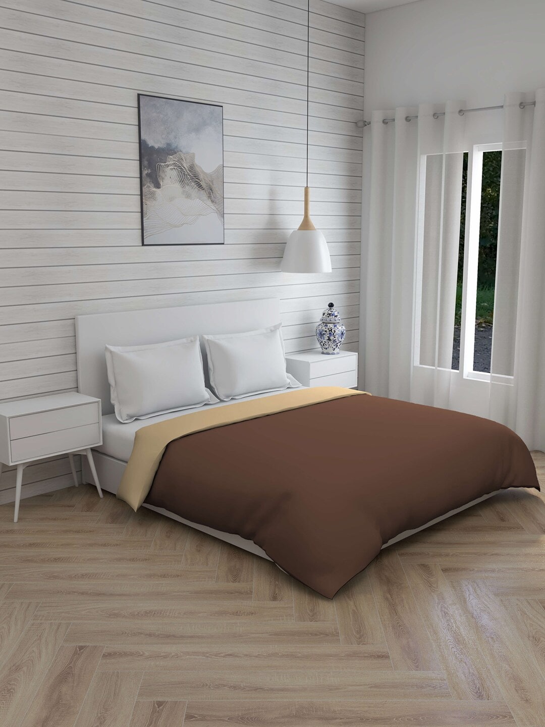 

Layers Beige & Brown Solid AC Room 120 GSM Double Bed Comforter