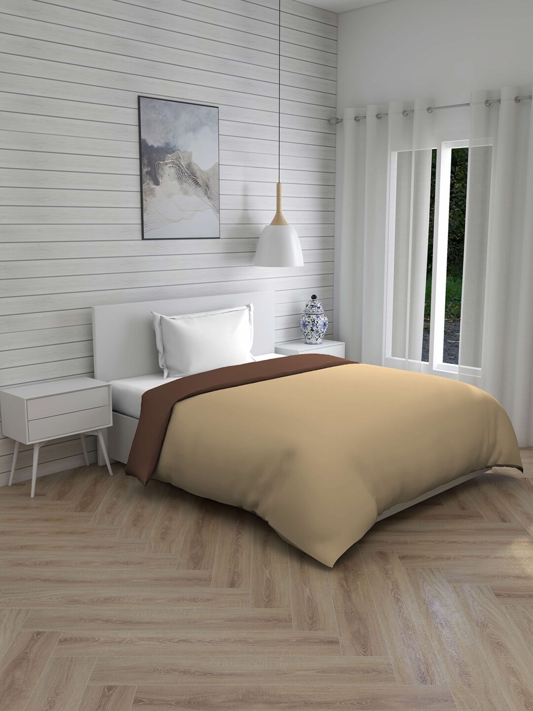 

Layers Beige & Brown Solid AC Room 120 GSM Single Bed Comforter
