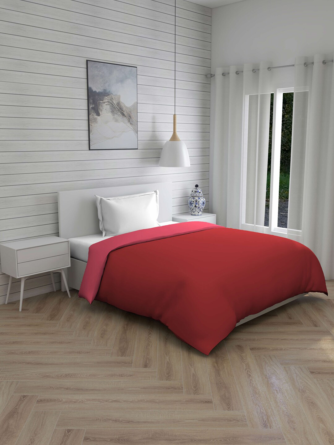 

Layers Red & Pink Solid AC Room 120 GSM Single Bed Comforter