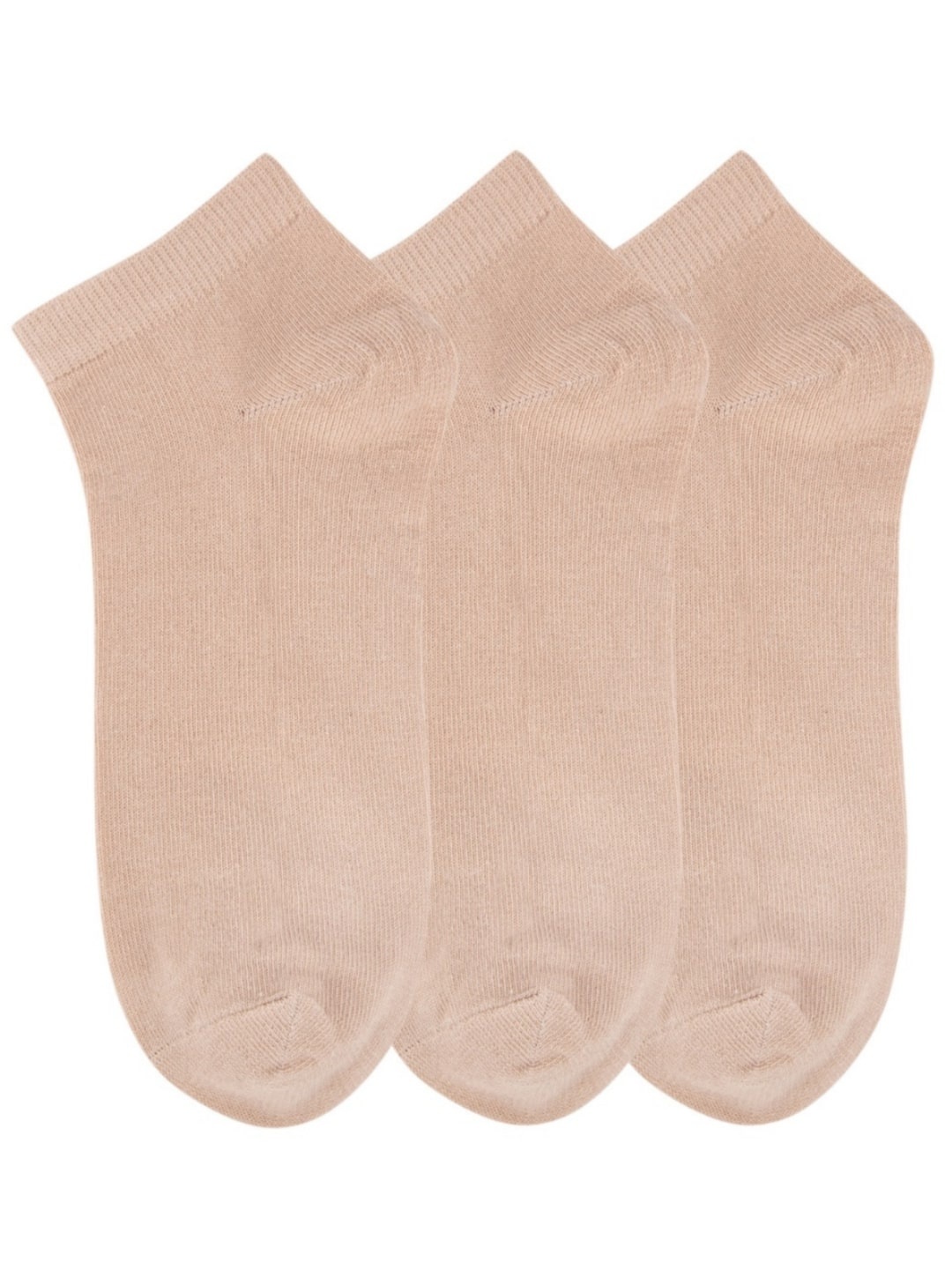 

N2S NEXT2SKIN Women Pack Of 3 Beige Solid Cotton Ankle-Length Socks