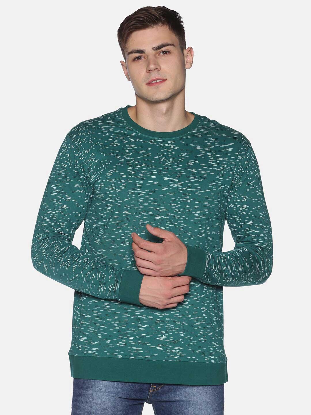 

UrGear Men Green Self Design Round Neck T-shirt