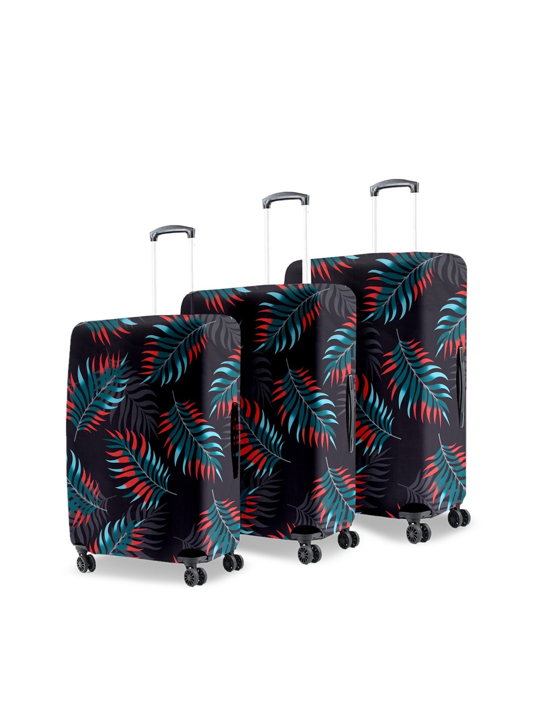 

Cortina Set Of 3 Maroon Printed Trolley Bag Covers, Multi