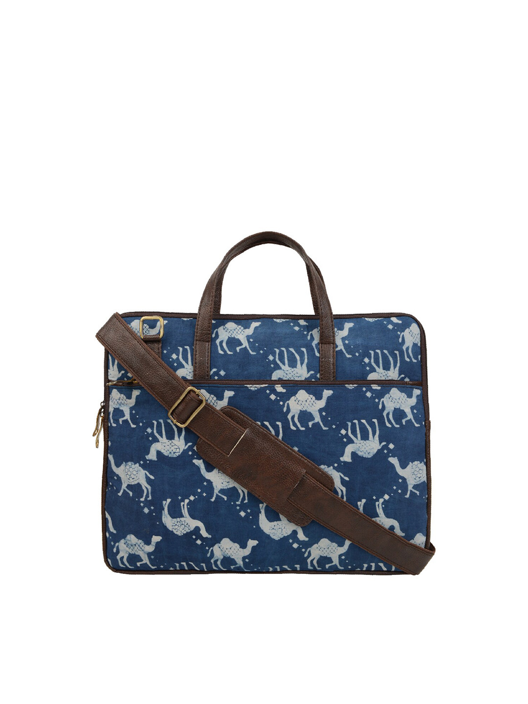 

Vivinkaa Women Blue & Brown Printed 15 Inch Laptop Bag