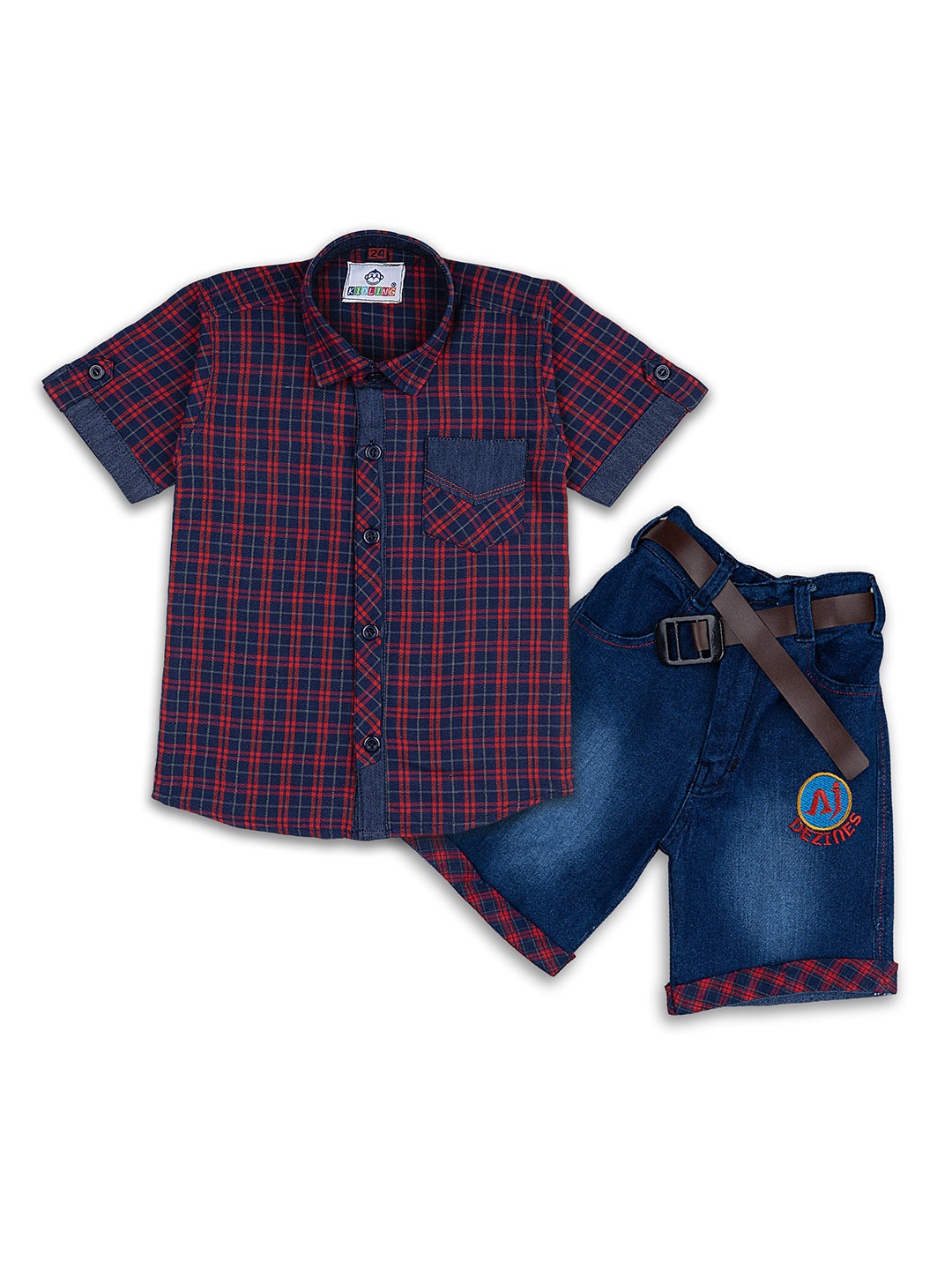 

Kidling Boys Red & Blue Checked Shirt with Shorts