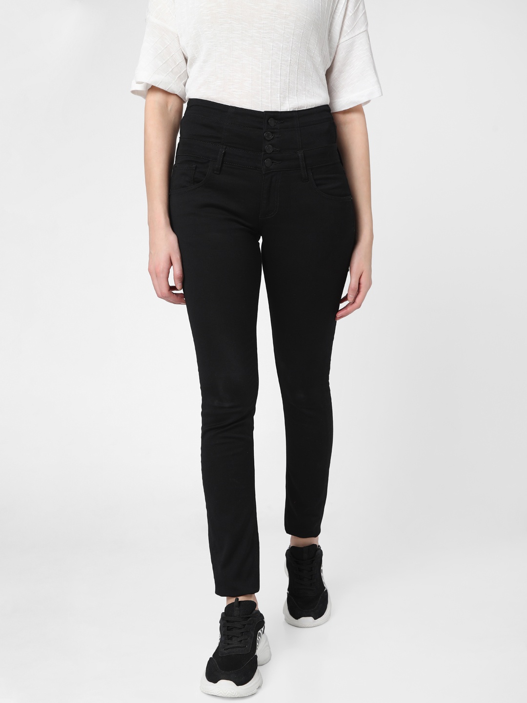 

Vero Moda Women Black Skinny Fit High-Rise Stretchable Jeans