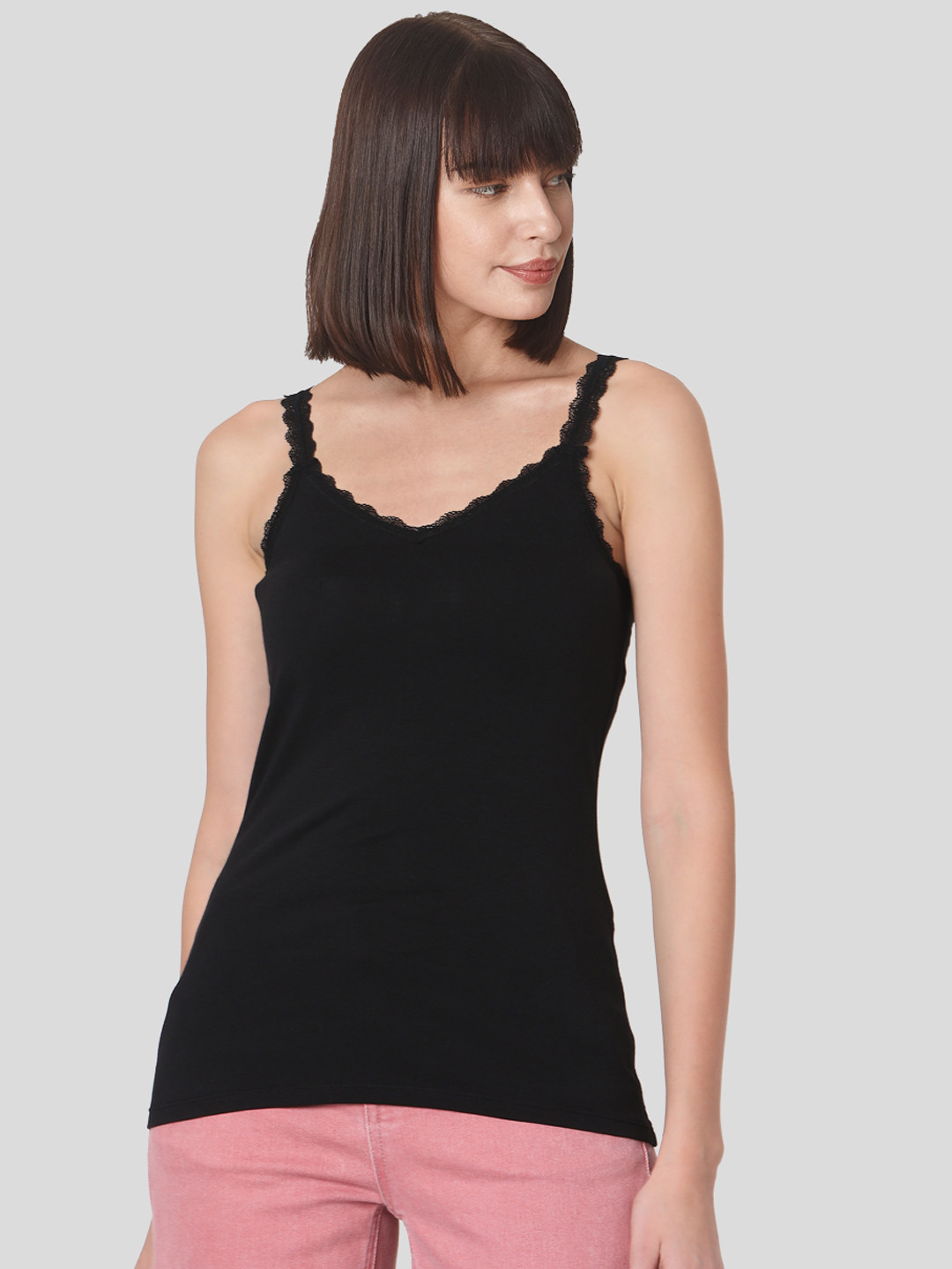 

Vero Moda Black Lace Inserts Tank Top