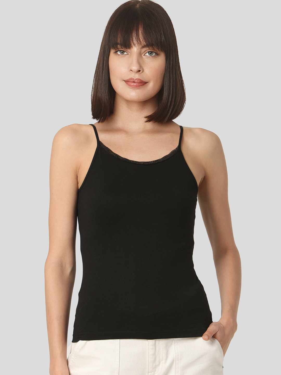 

Vero Moda Women Black Solid Regular Top
