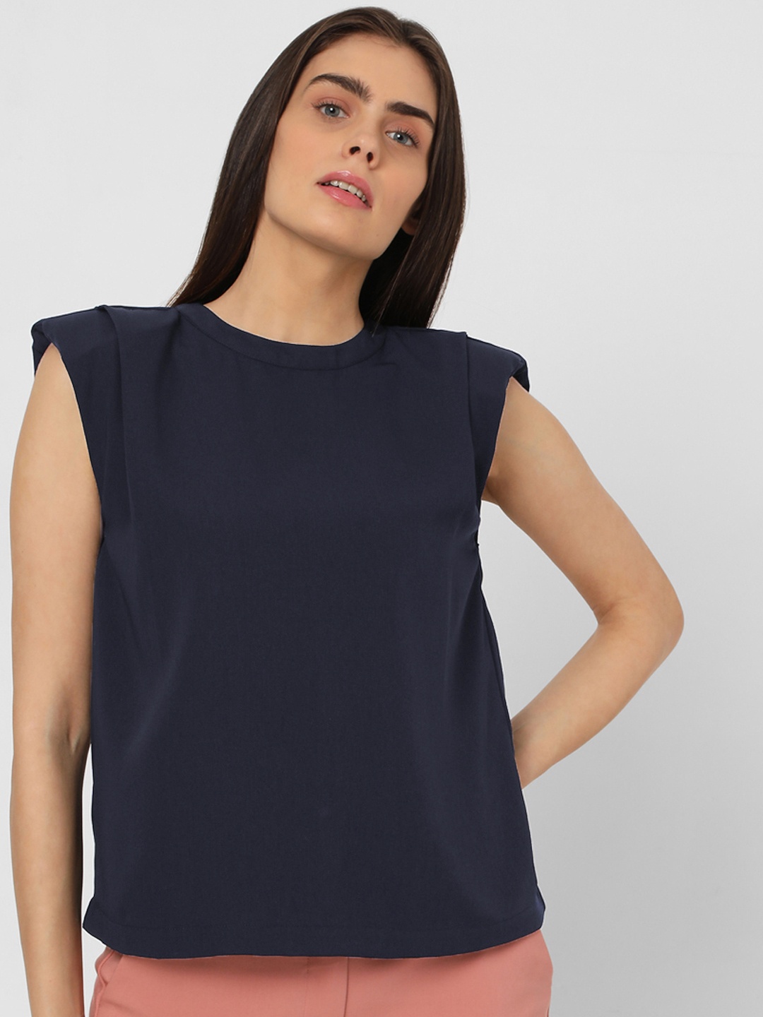 

Vero Moda Navy Blue Solid Regular Top