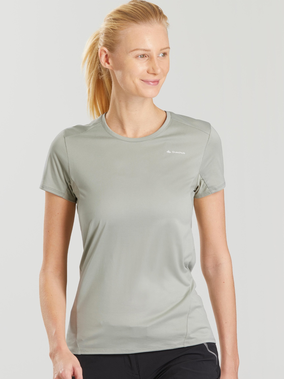 

Quechua By Decathlon Women Grey Mountain Walking T-shirt
