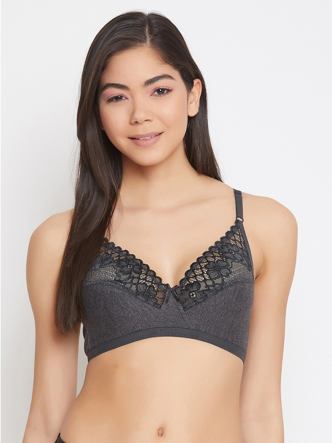 

Clovia Dark Grey Solid Non-Wired Non Padded Everyday Bra