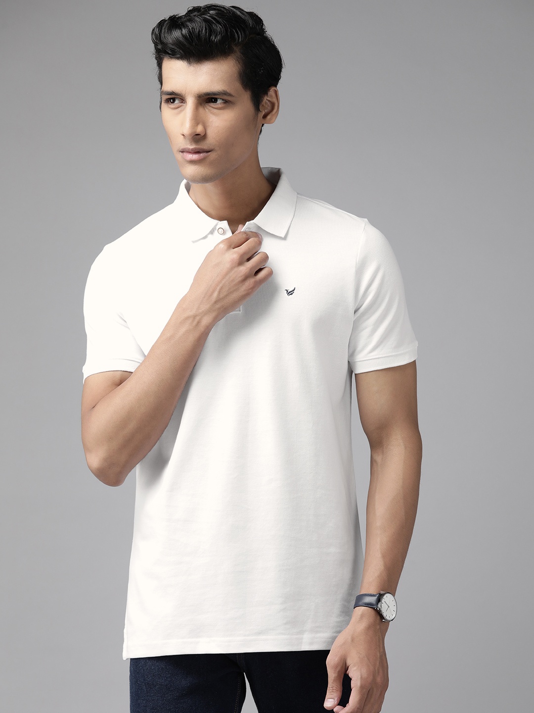 

Blackberrys Men White Polo Collar Pure Cotton T-shirt