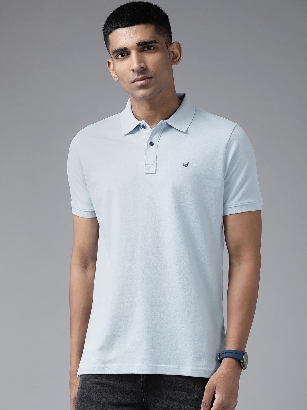 

Blackberrys Men Blue Polo Collar Pure Cotton T-shirt