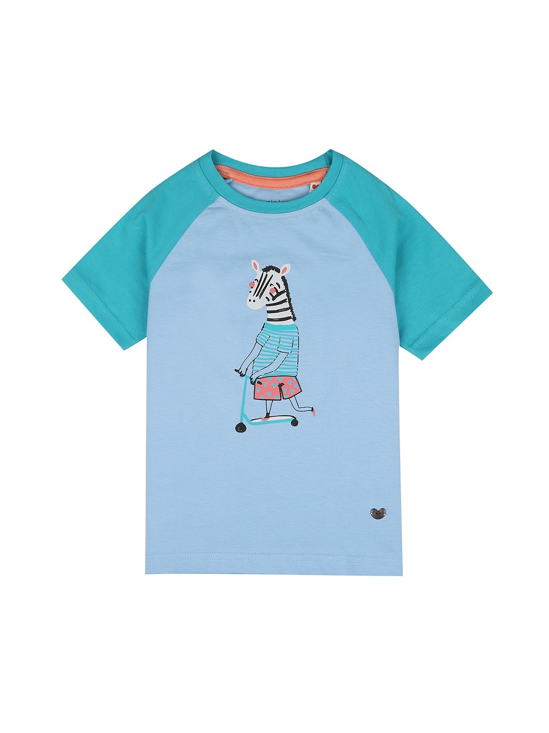 

Ed-a-Mamma Boys Blue Printed Round Neck Sustainable T-shirt