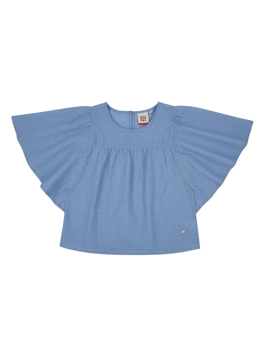 

Ed-a-Mamma Blue Cotton Self Design Cotton Regular Sustainable Top