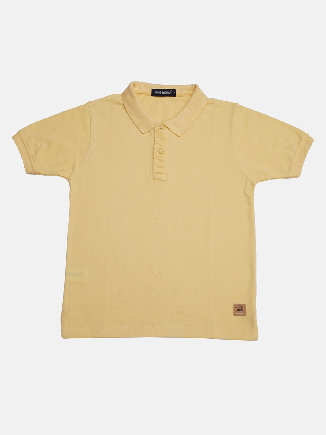 

Nins Moda Boys Cream-Coloured Solid Polo Collar T-shirt