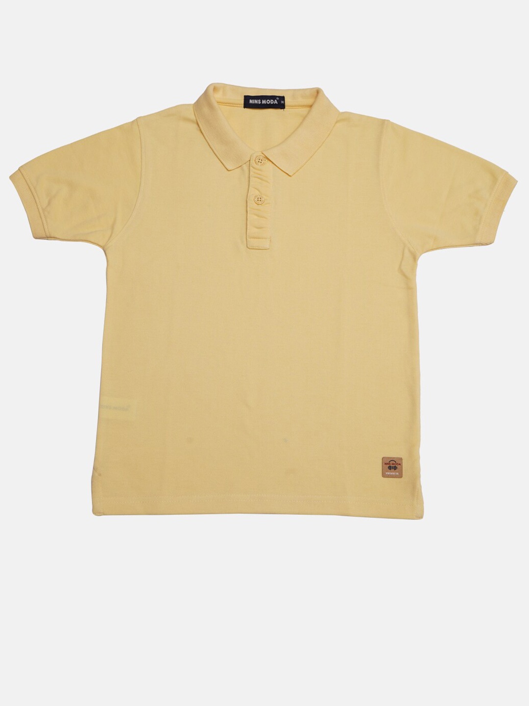 

Nins Moda Boys Yellow Solid Polo Collar T-shirt