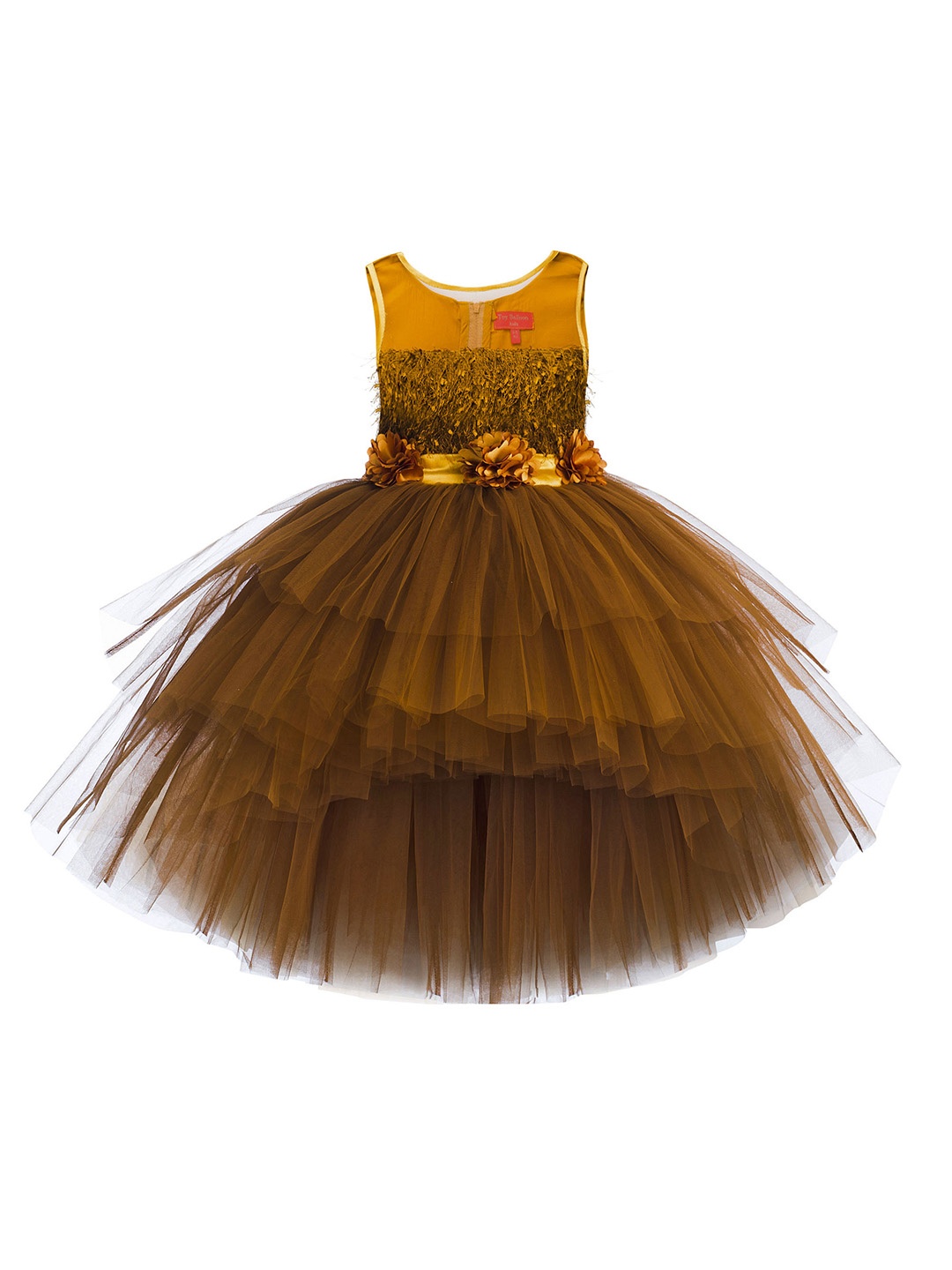 

Toy Balloon kids Girls Brown Embellished Net Fit & Flare Dress