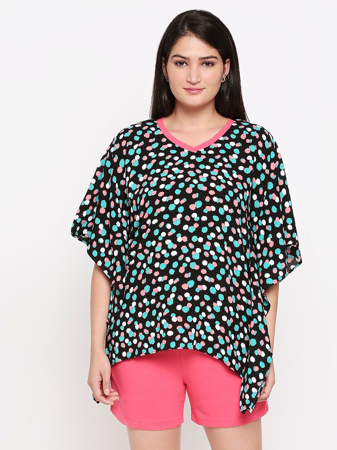 

XIN Women Black & Pink Printed Night suit