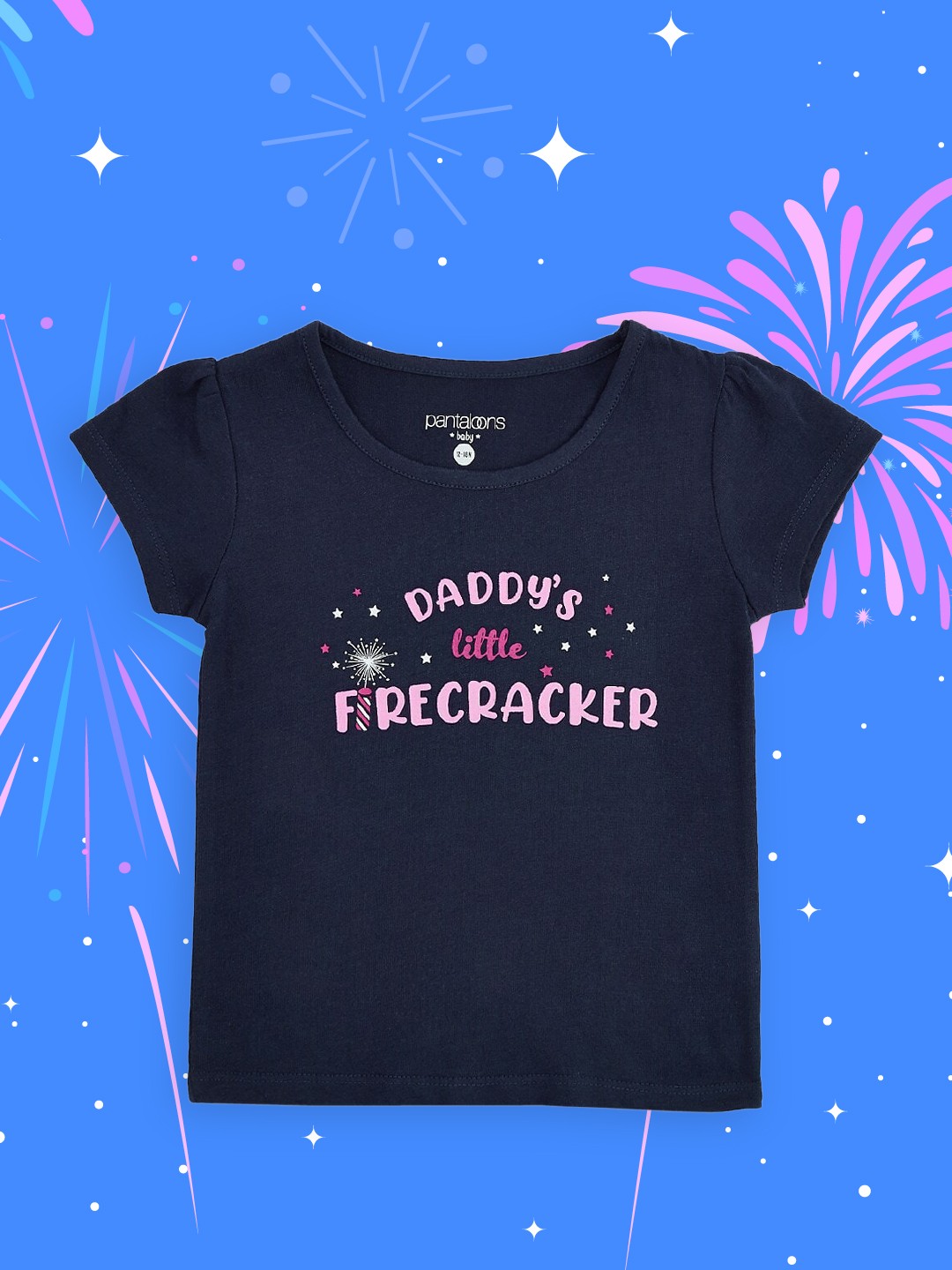 

Pantaloons Baby Girls Navy Blue Printed Round Neck T-shirt