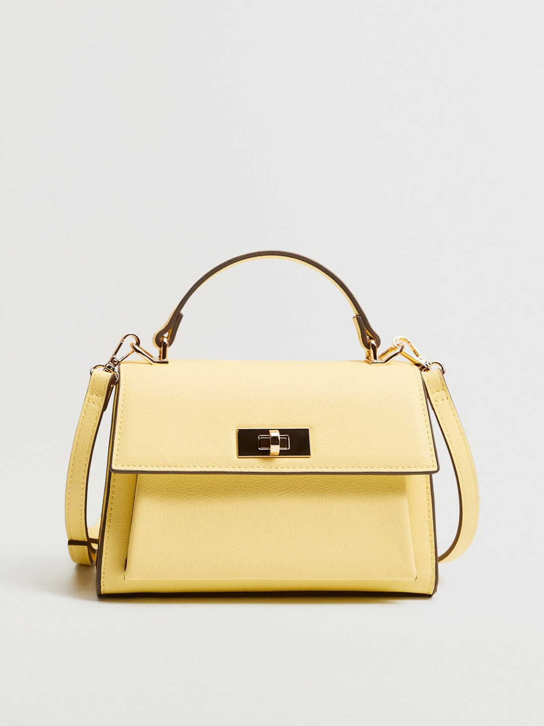 

MANGO Yellow Solid Satchel
