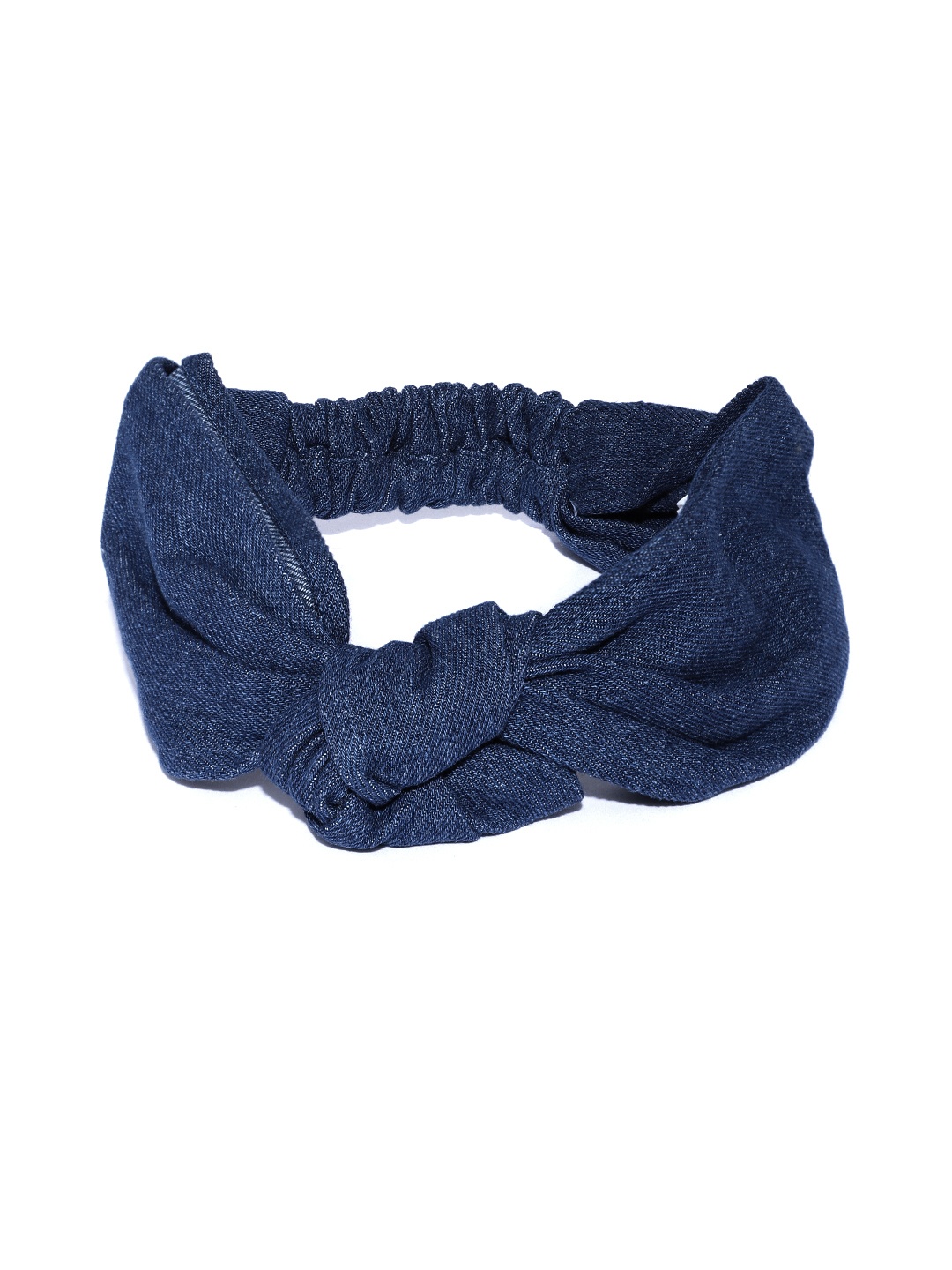 

MANGO Women Navy Blue Solid Denim Hairband with Knot Detail