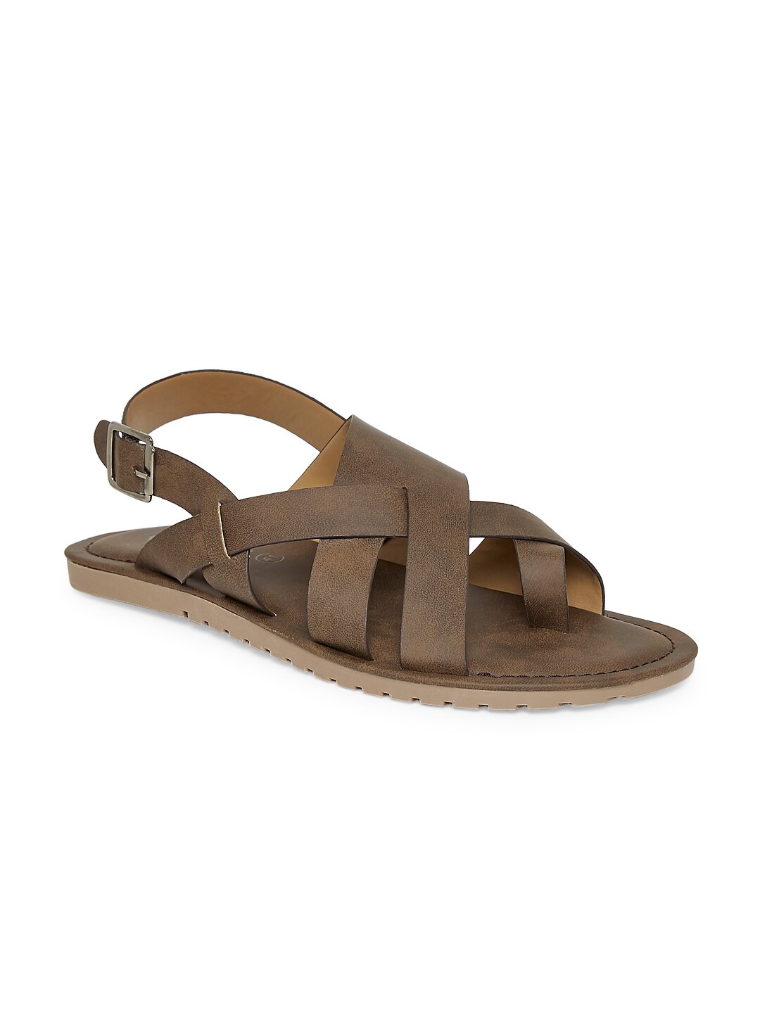 

BYFORD by Pantaloons Men Tan Brown Leather Comfort Sandals