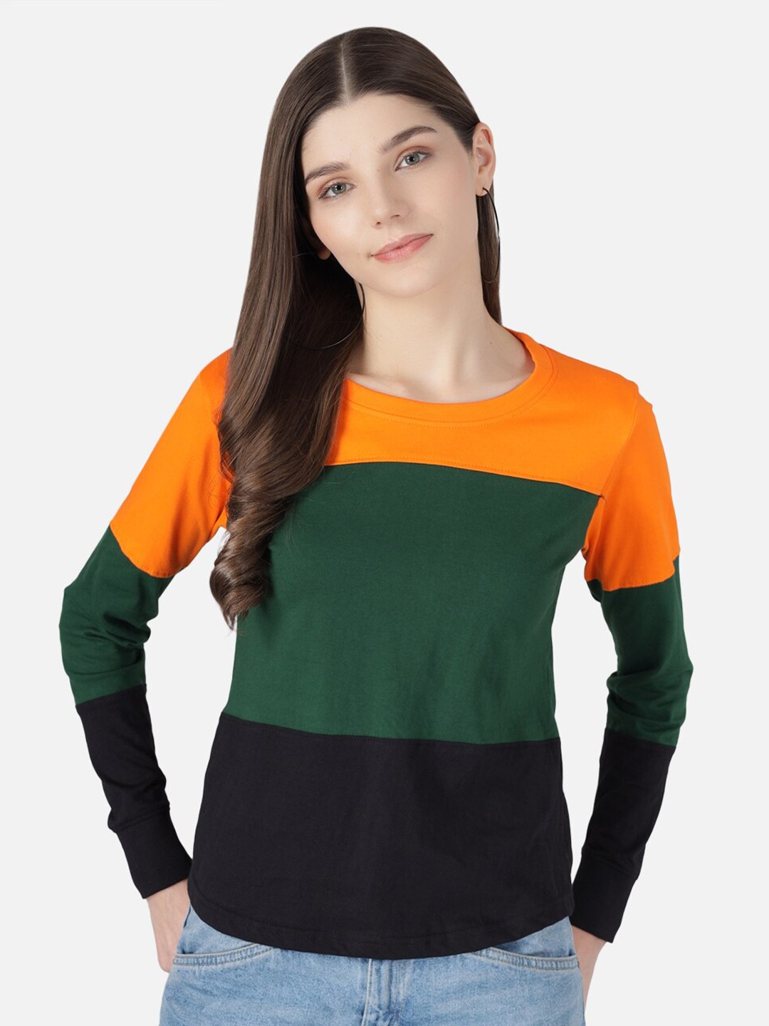 

The Dry State Women Multicoloured Colourblocked Round Neck T-shirt, Multi