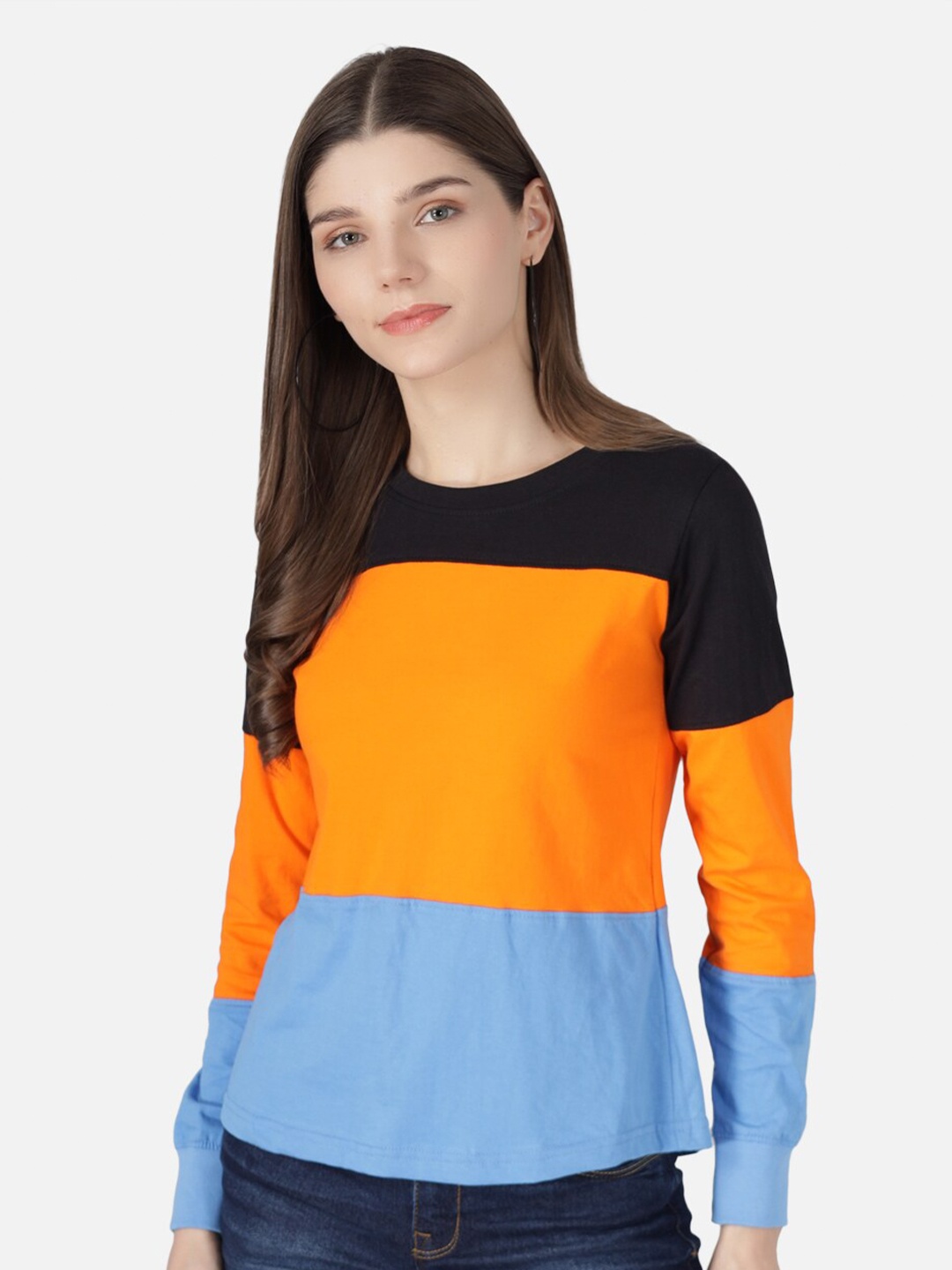 

The Dry State Women Multicoloured Colourblocked Round Neck T-shirt, Multi