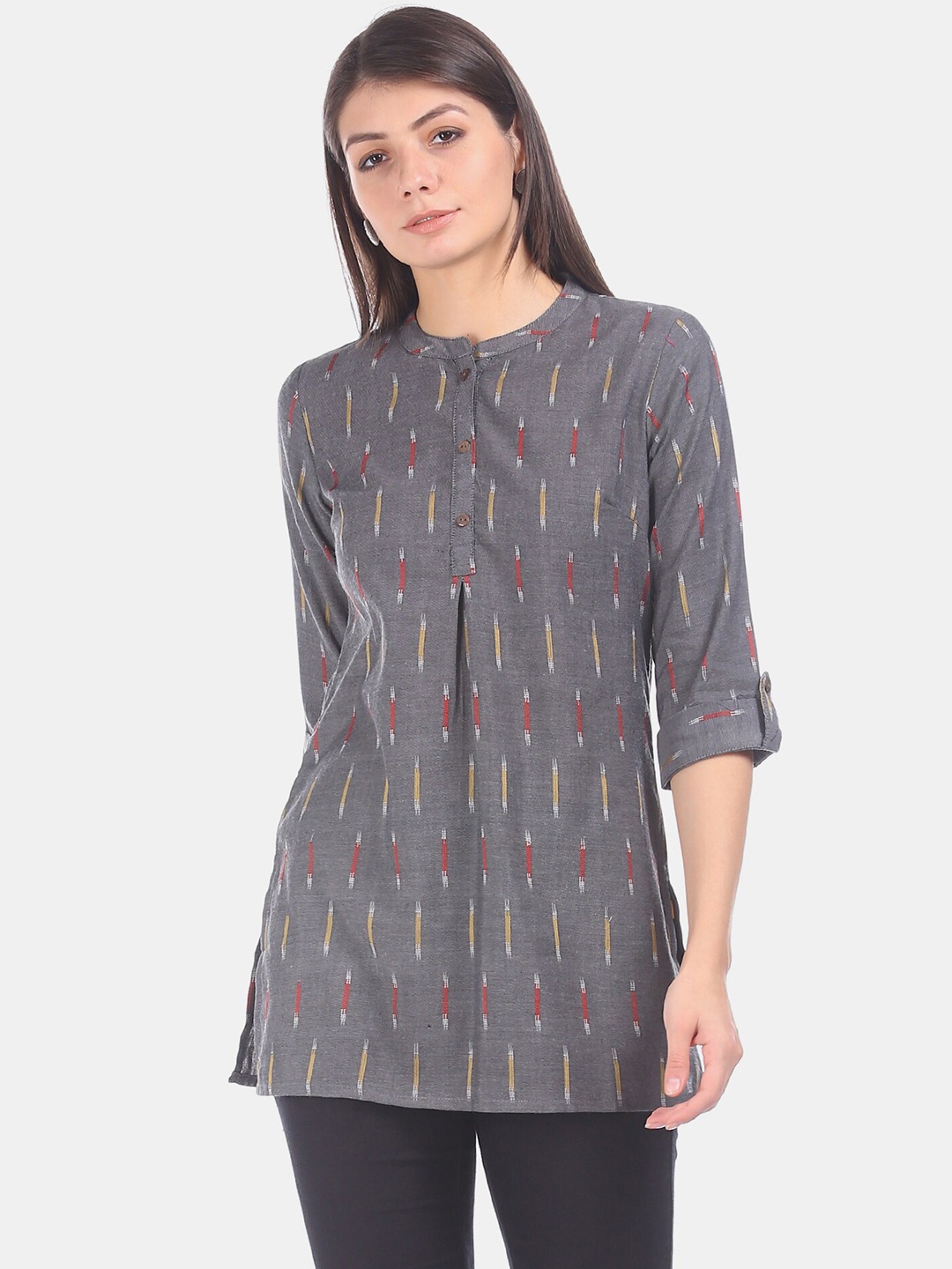 

Bronz Womens Grey & Red Printed Tunic