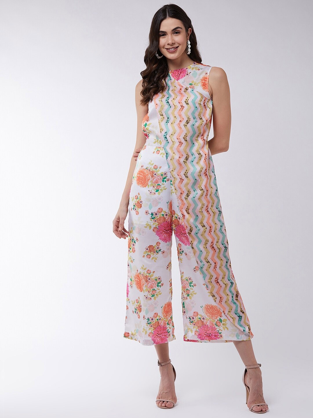 

Zima Leto Women Multicoloured Printed Culotte Jumpsuit, Multi