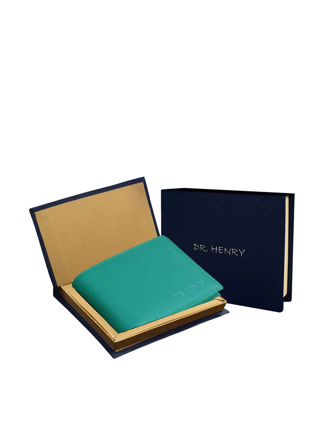 

DR. HENRY Men Sea Green Solid Leather Two Fold Wallet