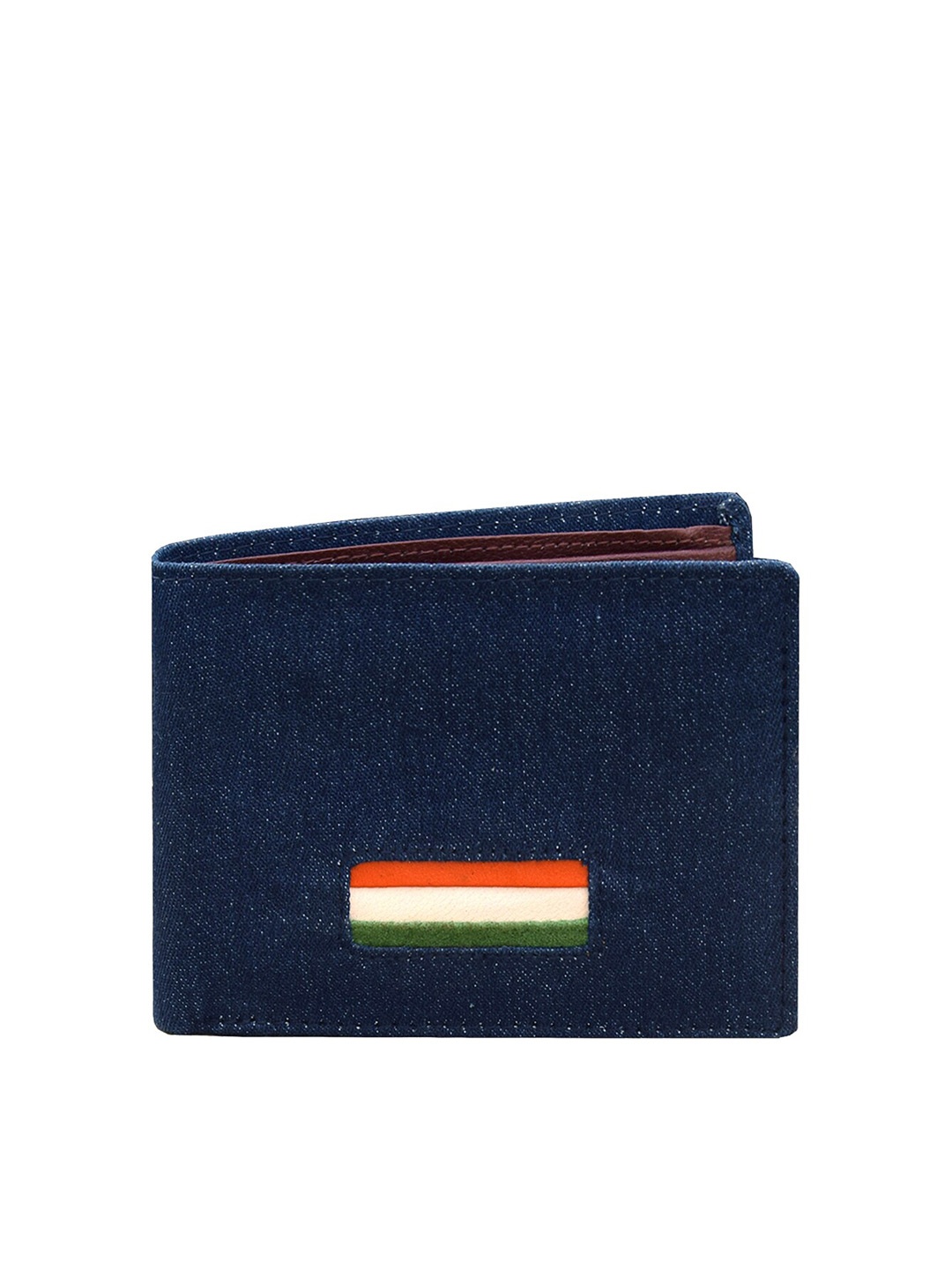 

DR. HENRY Men Blue & Tan Brown Solid Leather Two Fold Wallet